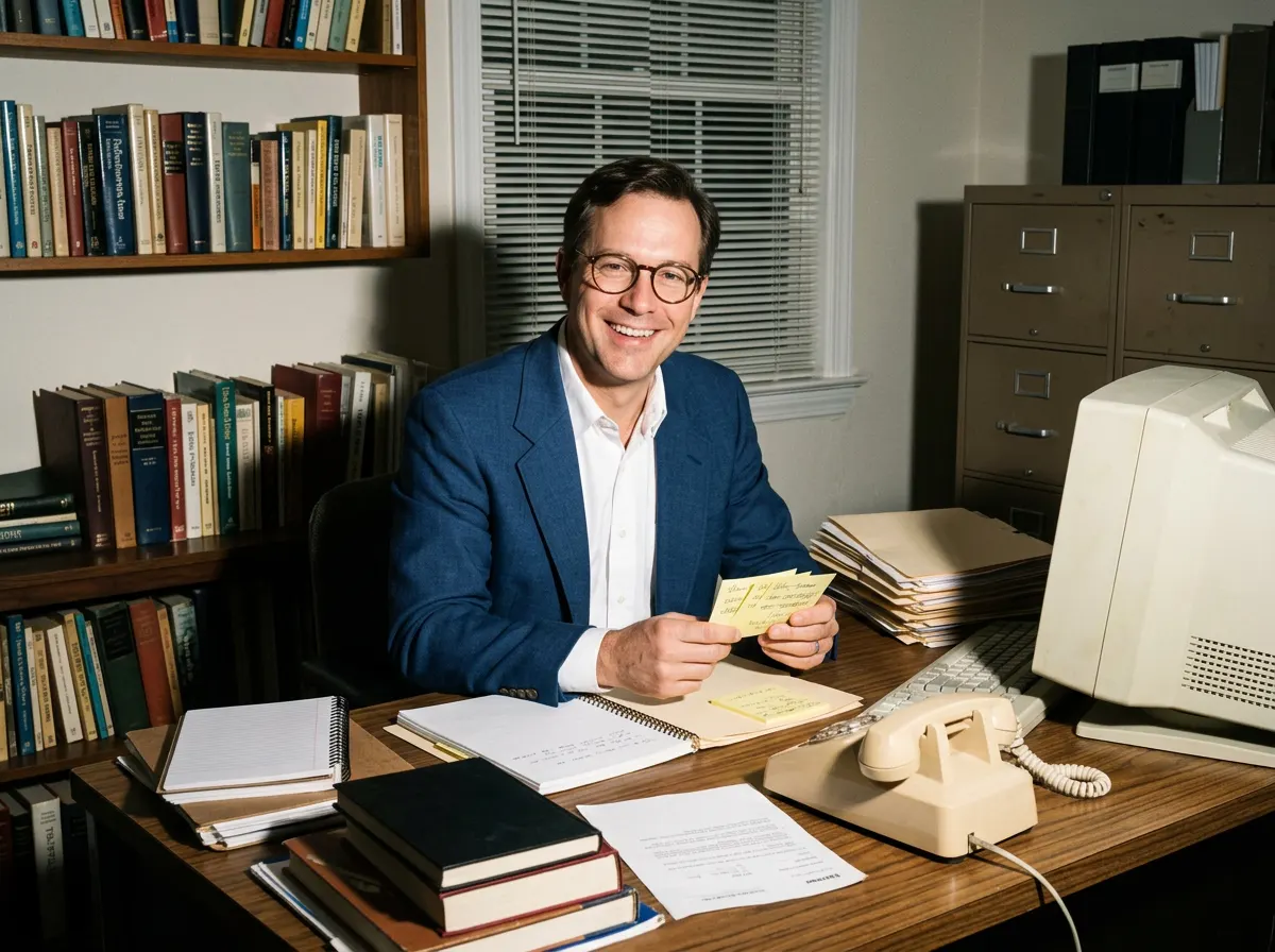 Un manager à son bureau, entre dossiers et post-it