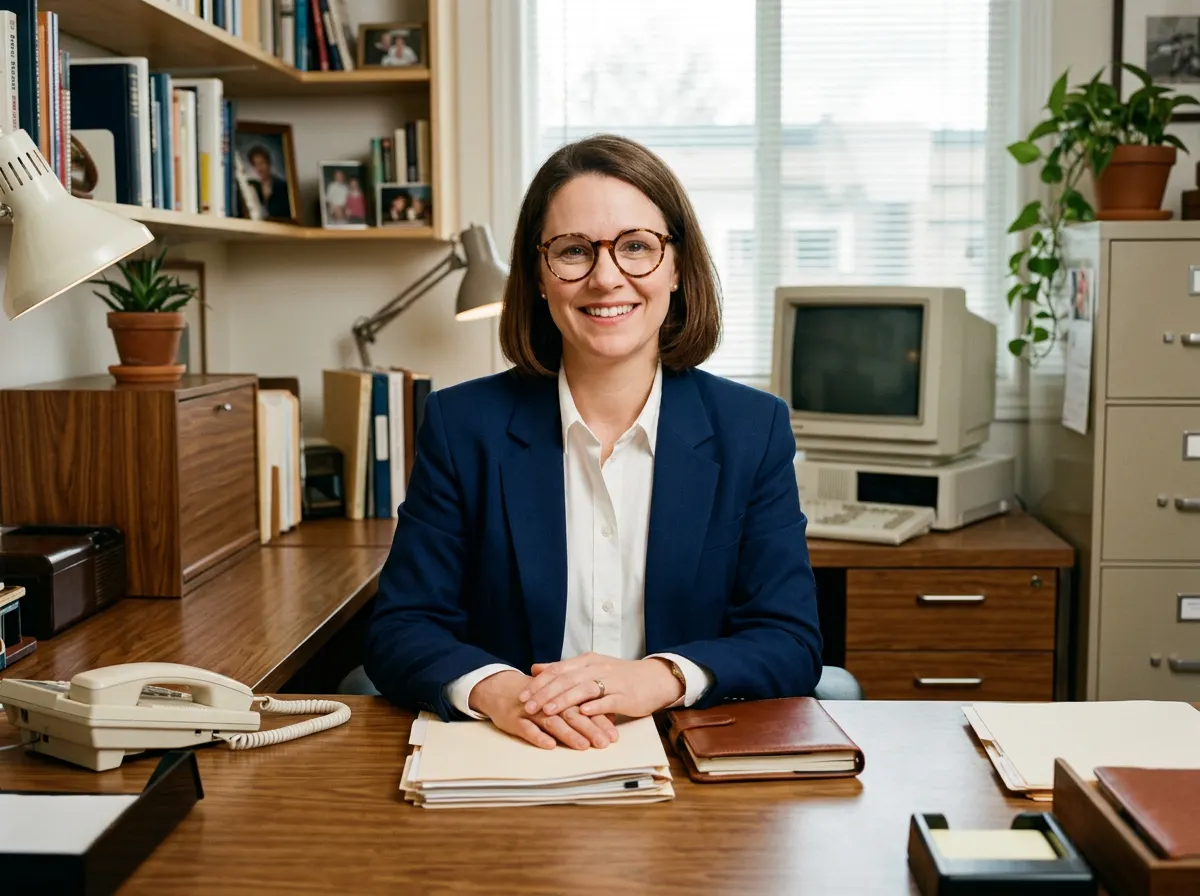 Une manageuse souriante à son bureau